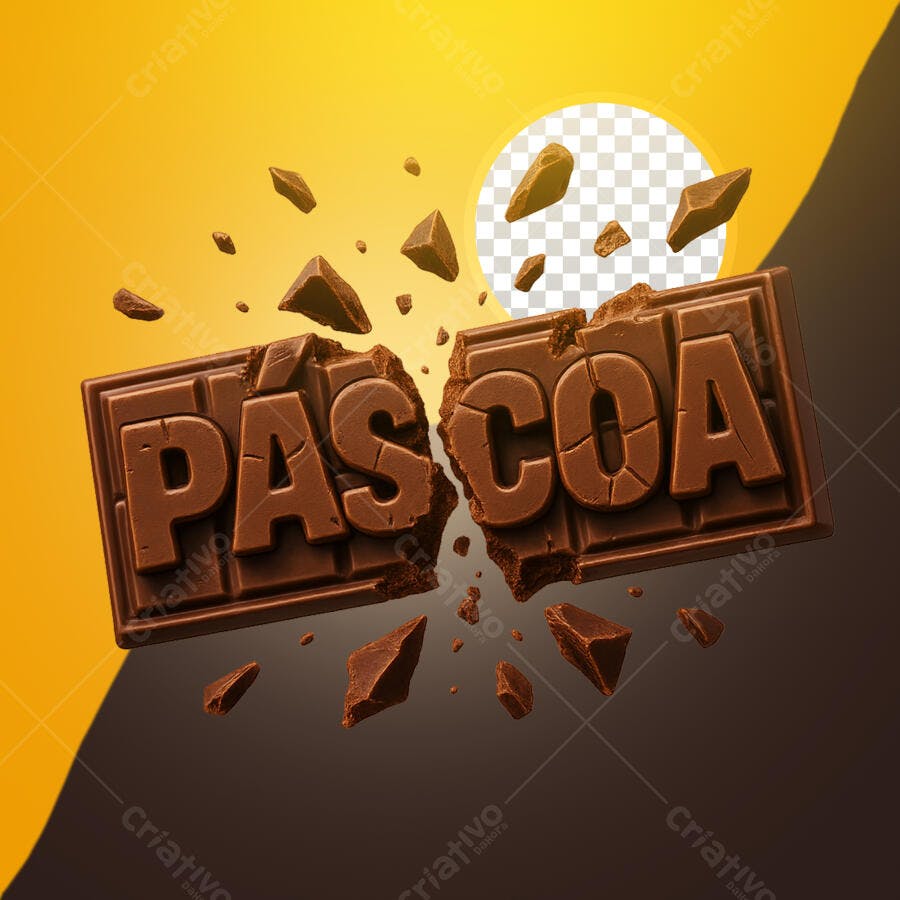 Selo 3D de chocolate Pascoa marrom e quebrado