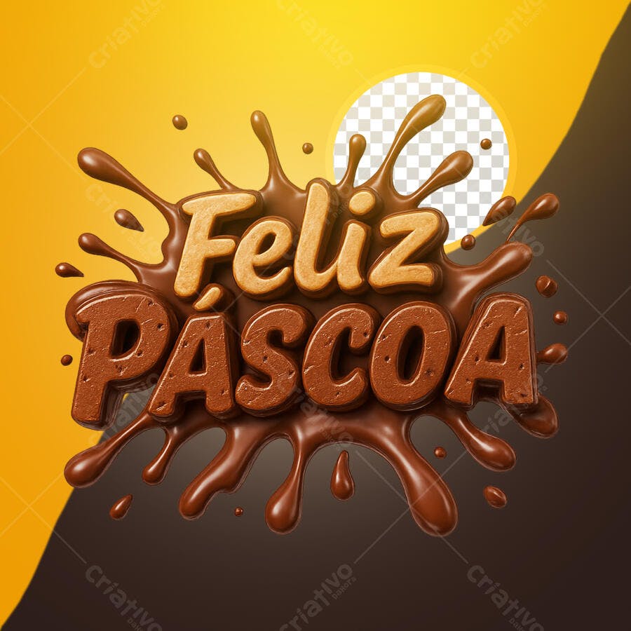Selo 3D Pascoa Chocolate Marrom e Bege