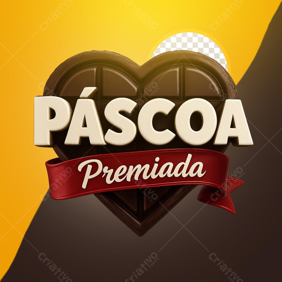 Selo 3D páscoa premiação chocolate marrom e creme