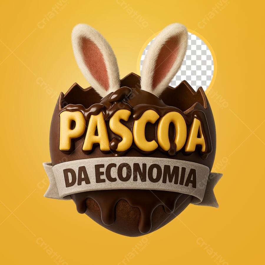 Selo 3D Páscoa Chocolate Marrom e Amarelo