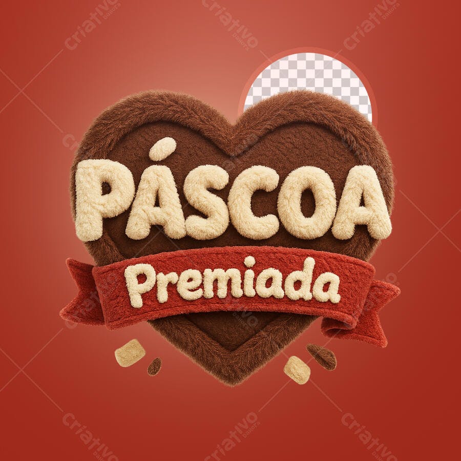 Selo 3D Páscoa Premiada marrom e bege felpudo