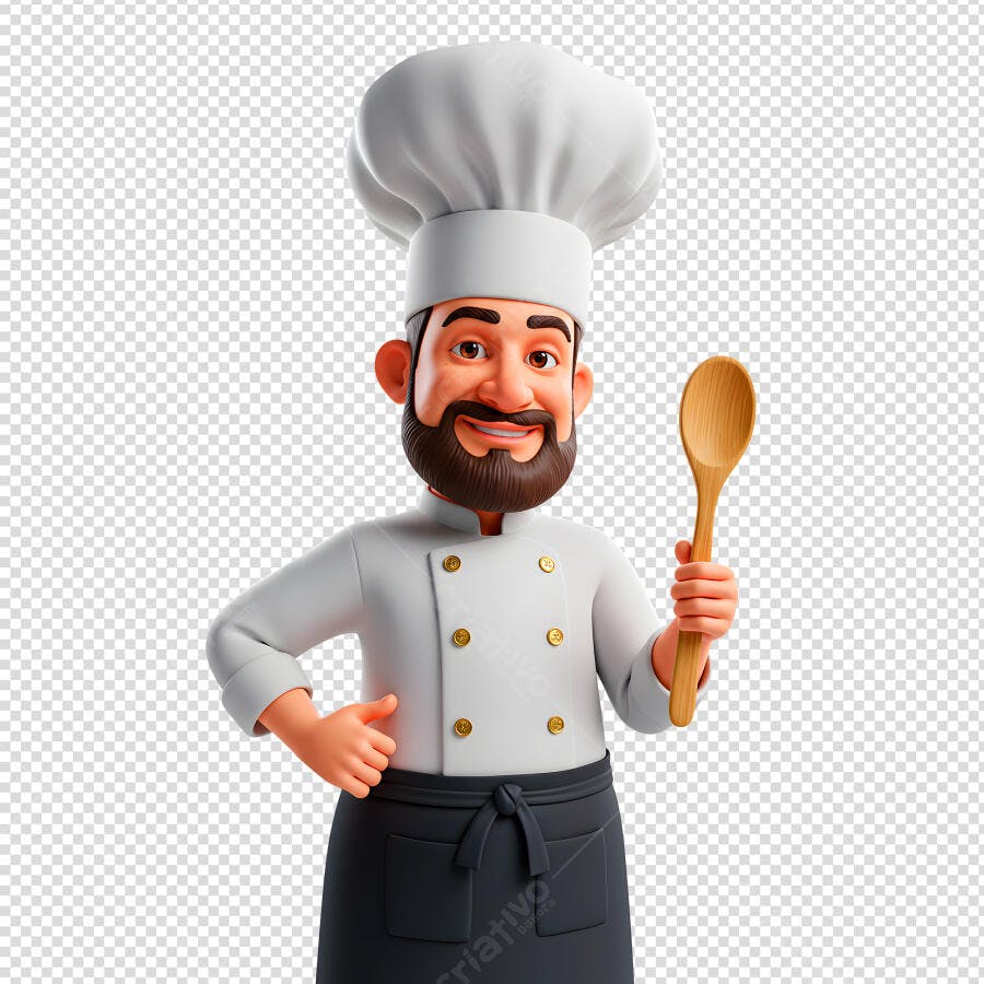 Chef Ilustração PSD Editável para Cardápio de Restaurante