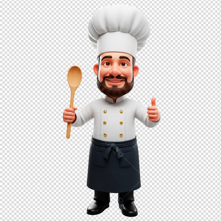 Chef de Cozinha Cartoon PSD Editável
