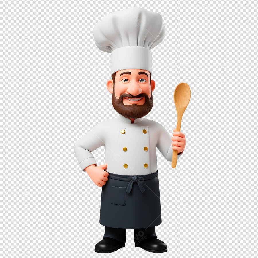 Chef de Cozinha Cartoon PSD Editável