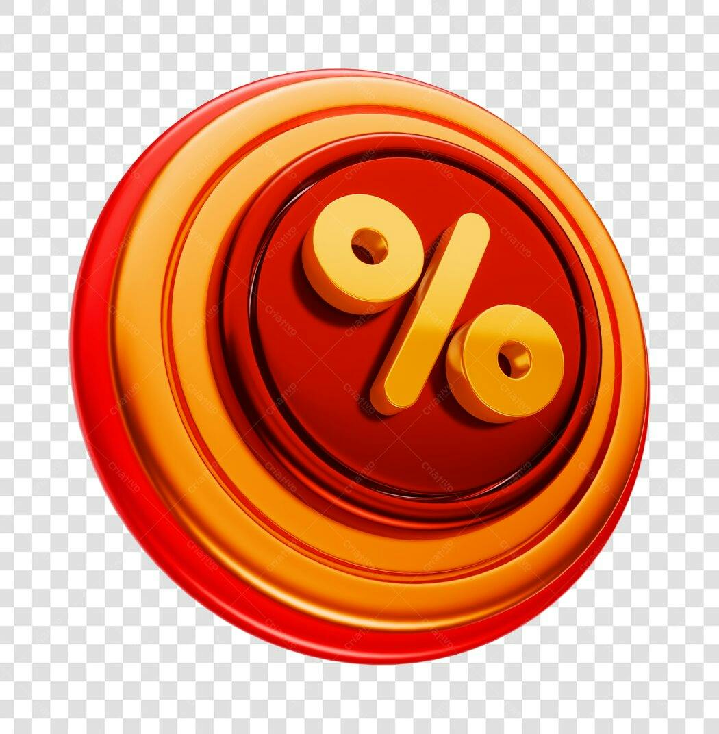 Ícone de desconto promocional vermelho e dourado PNG com fundo transparente