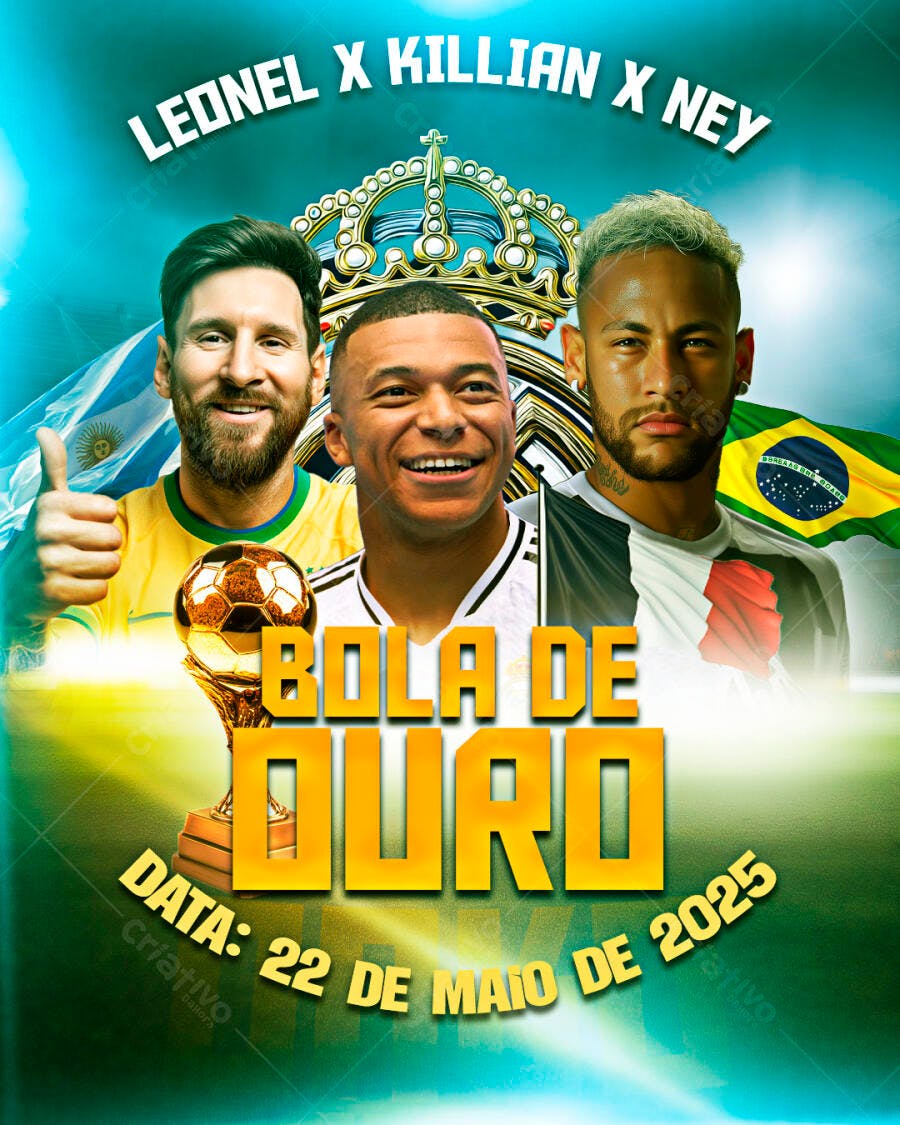 Flyer Bola de Ouro 2025 PSD Editável