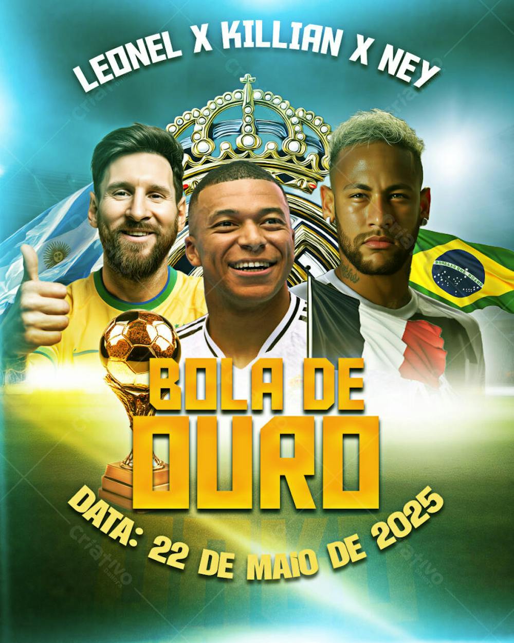 BOLA DE OURO FUTEBOL SOCCER MESSI NEYMAR MBAPPE REAL MADRID BRASIL