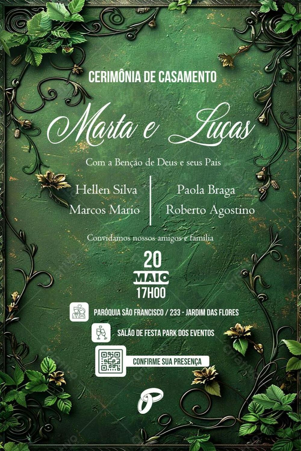 Convite de Casamento Editável no Canva