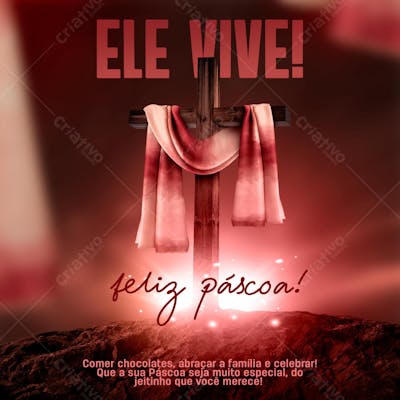 mídia social Feliz celebração da Páscoa cristã