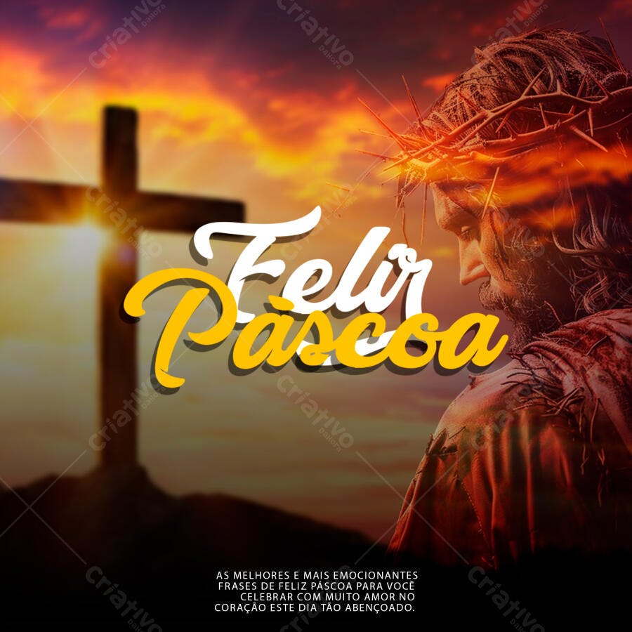 Postagem Páscoa Jesus PSD Editável
