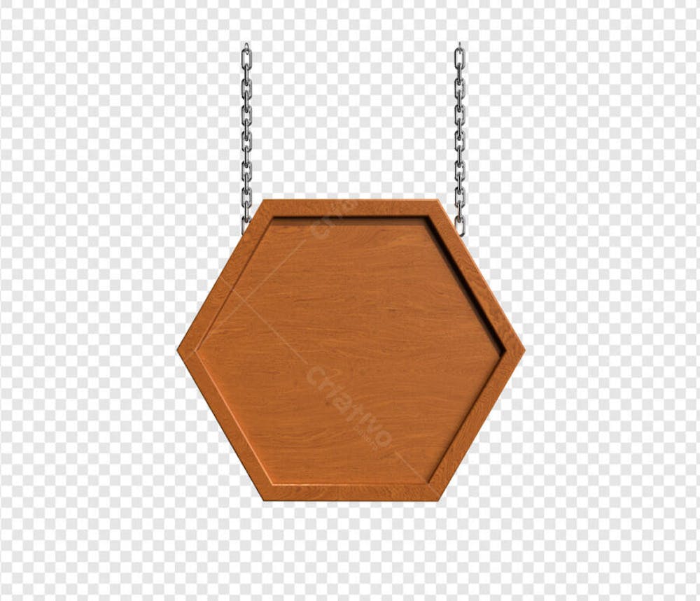BANNER HEXAGONO DE MADEIRA COM CORRENTE