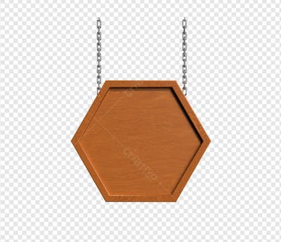 BANNER HEXAGONO DE MADEIRA COM CORRENTE