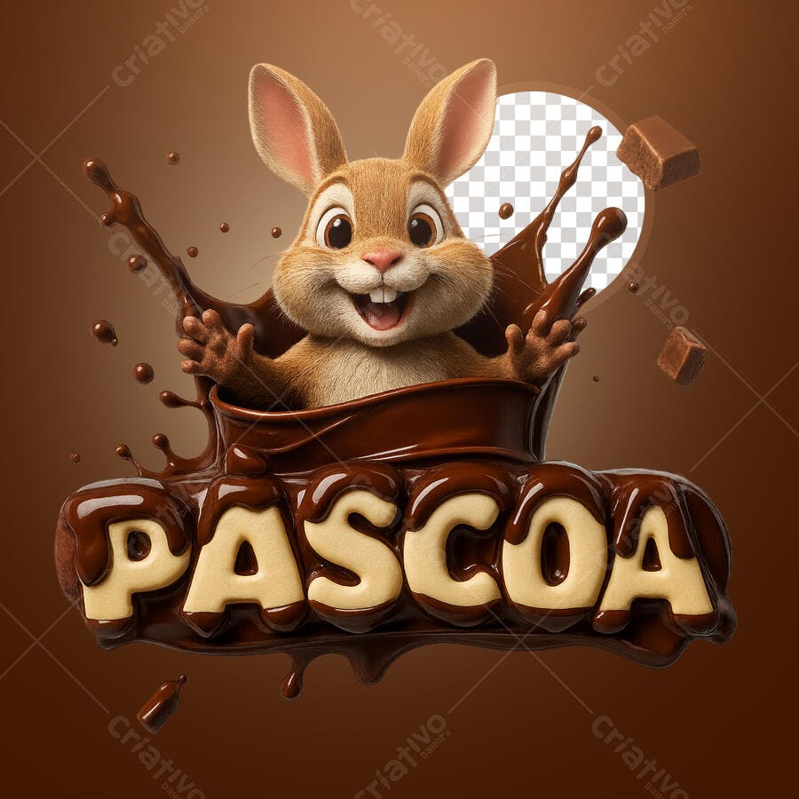 Selo 3D Páscoa Chocolate Marrom e Bege