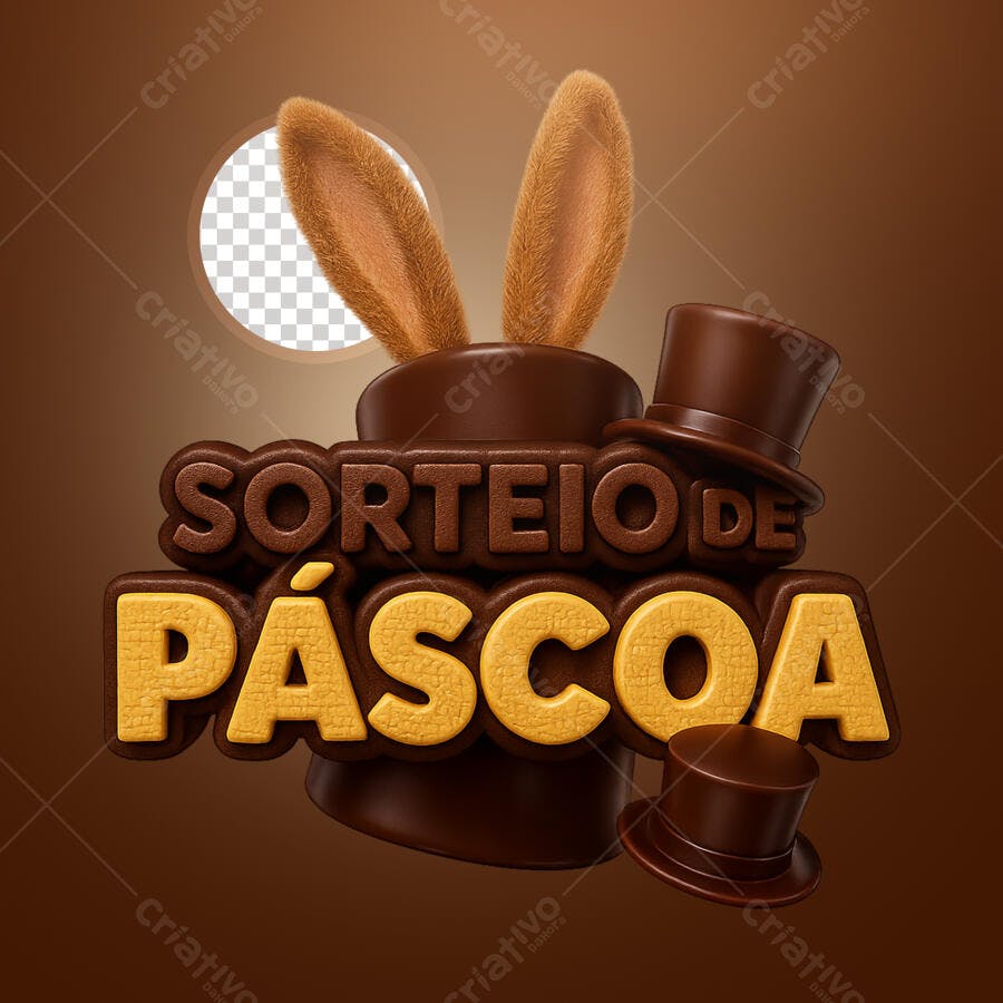 Selo 3D Páscoa Chocolate Marrom e Amarelo