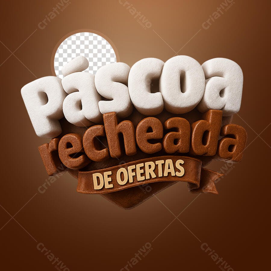 Selo 3D promocional Páscoa marrom e branco