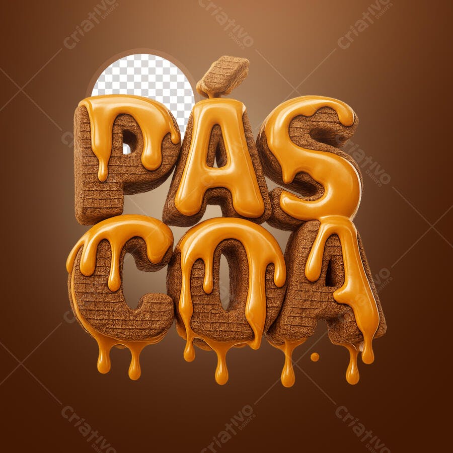Selo 3D Pascoa marrom e caramelo