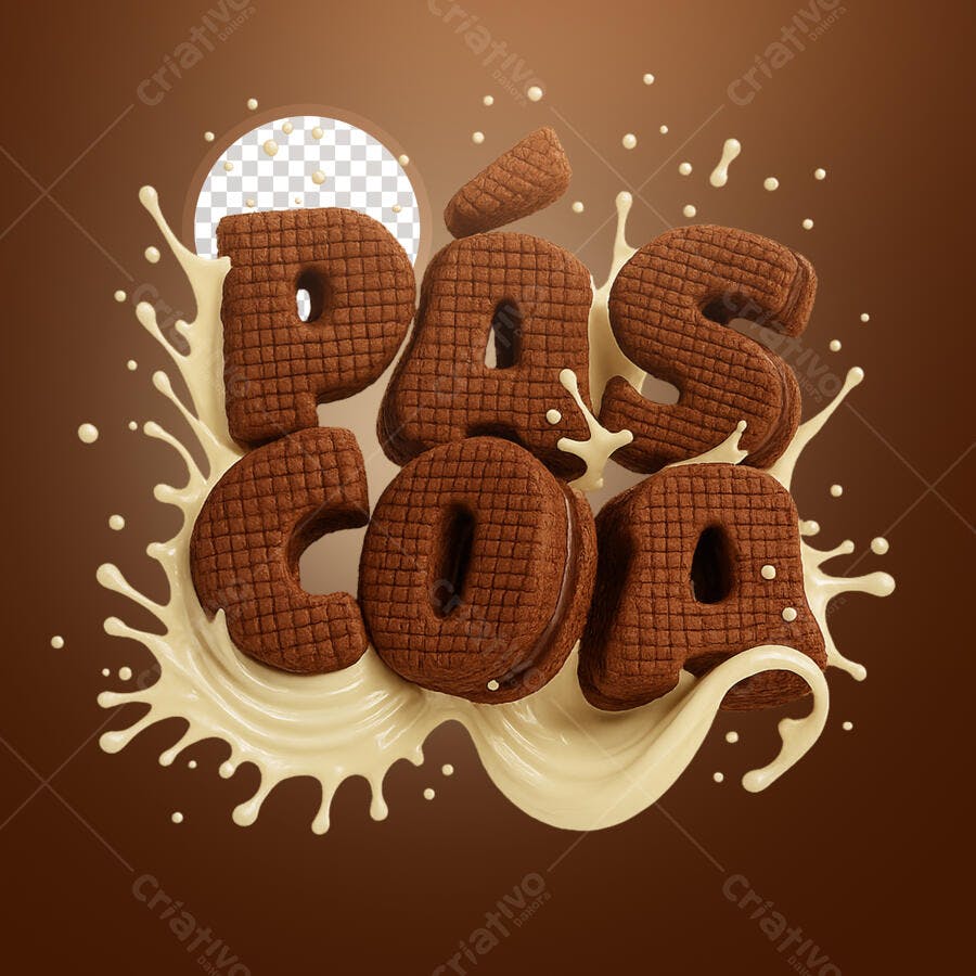 Selo 3D biscoito chocolate marrom e creme