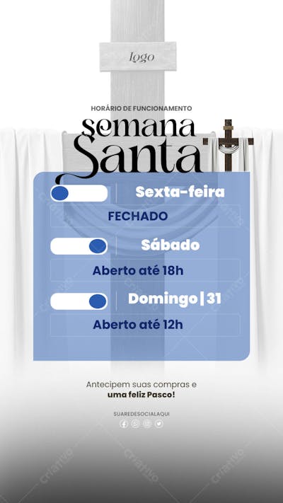 semana santa Atenção horário de funcionamento 04