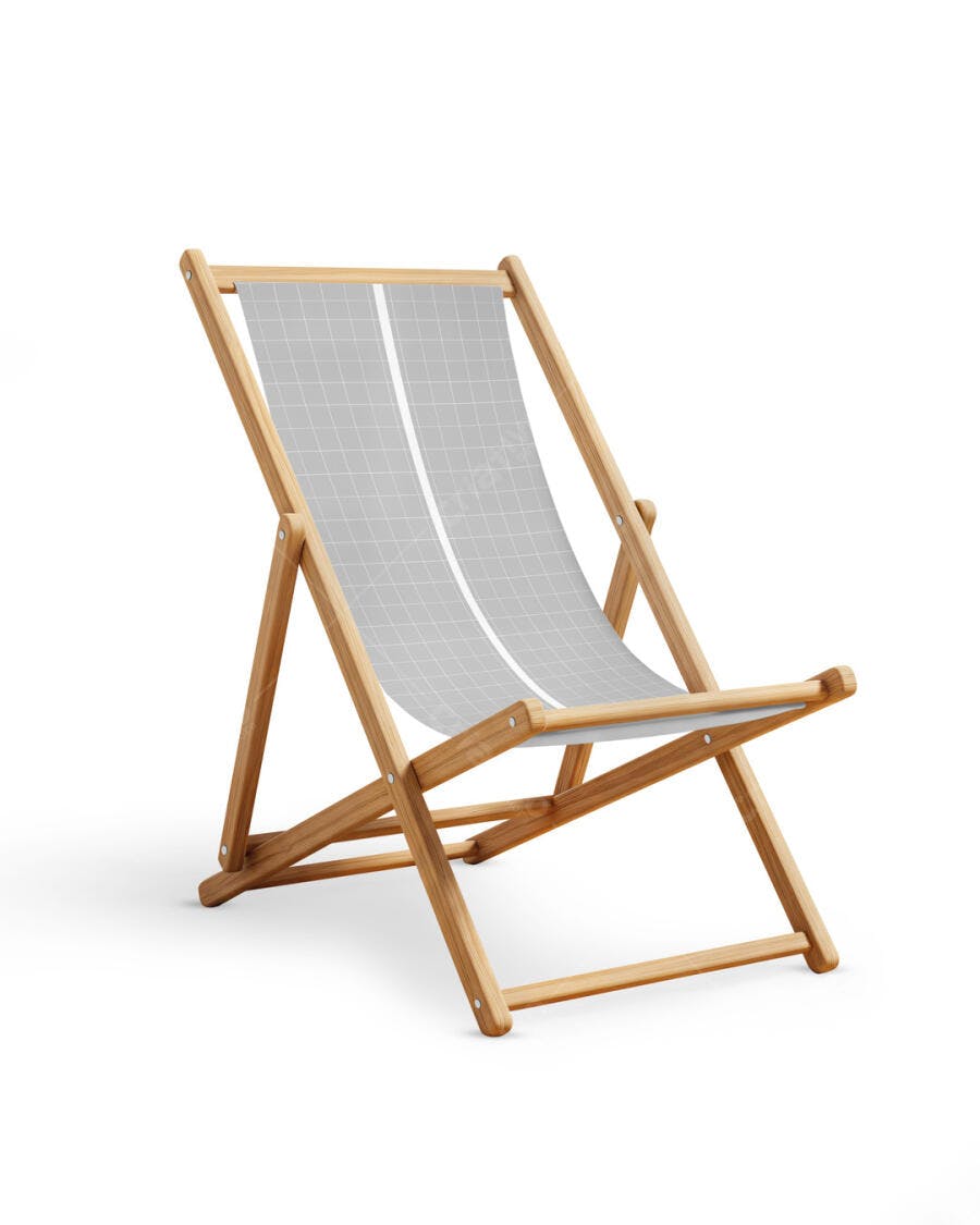 Mockup Cadeira de Praia em Madeira com Tecido Cinza