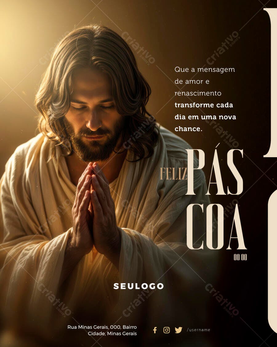Flyer Religioso Feliz Páscoa PSD Editável