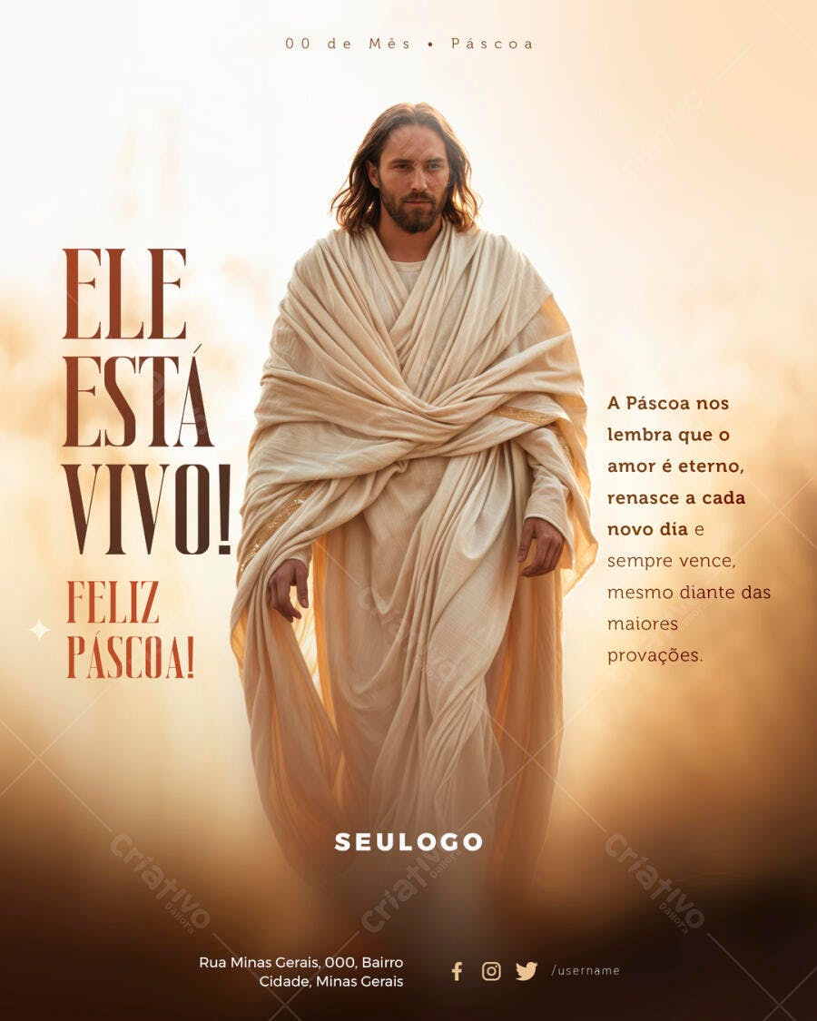 Flyer Páscoa Jesus Cristo PSD Editável