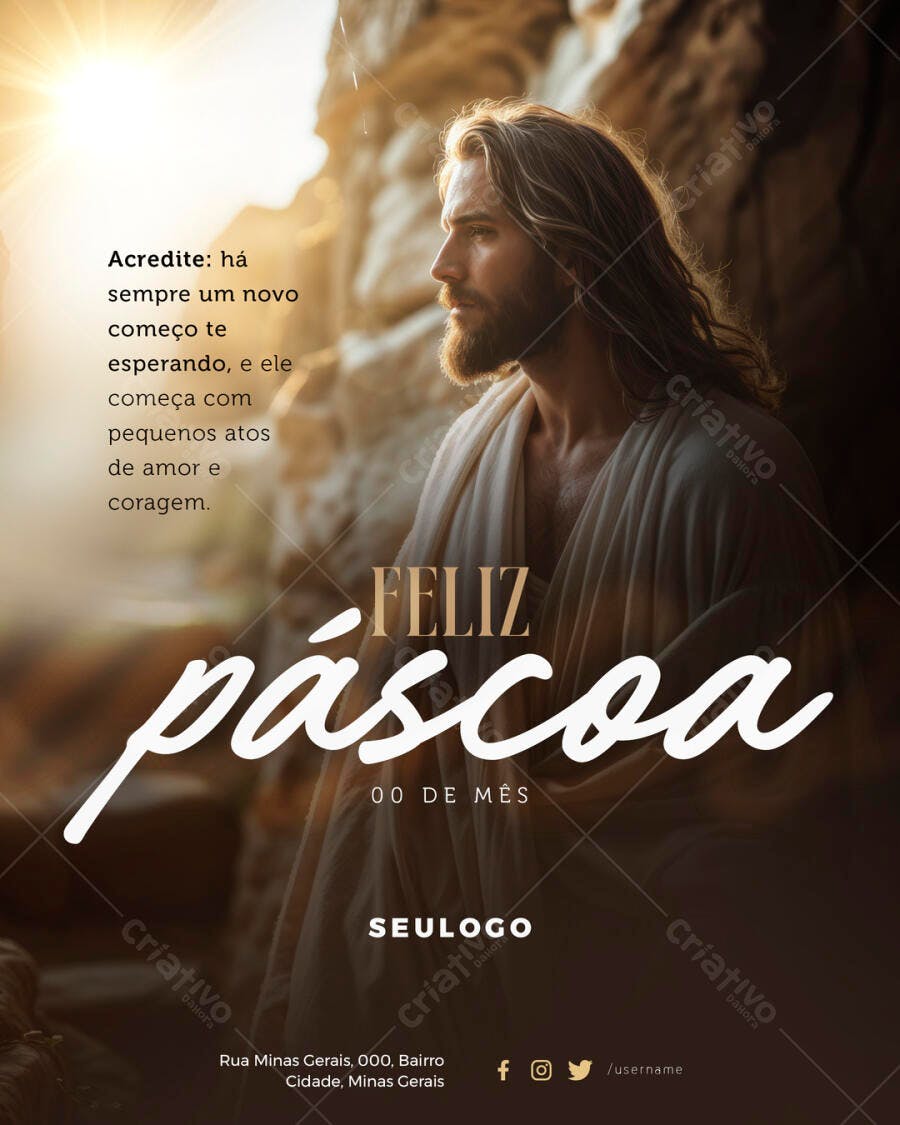 Flyer Feliz Páscoa PSD Editável