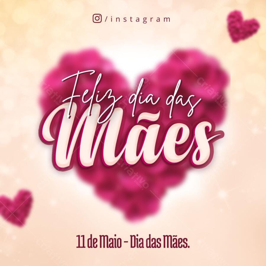 Post Instagram Dia das Mães Rosa e Branco Editável no Canva