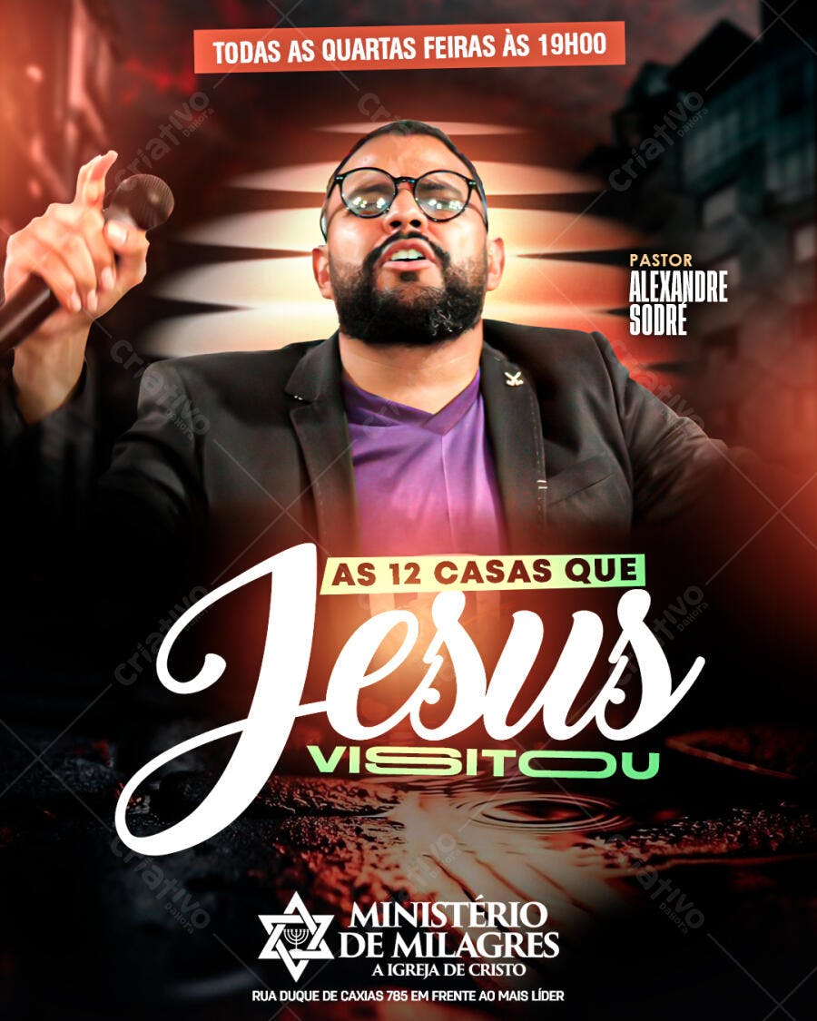 Flyer Igreja PSD Editável - As 12 Casas que Jesus Visitou