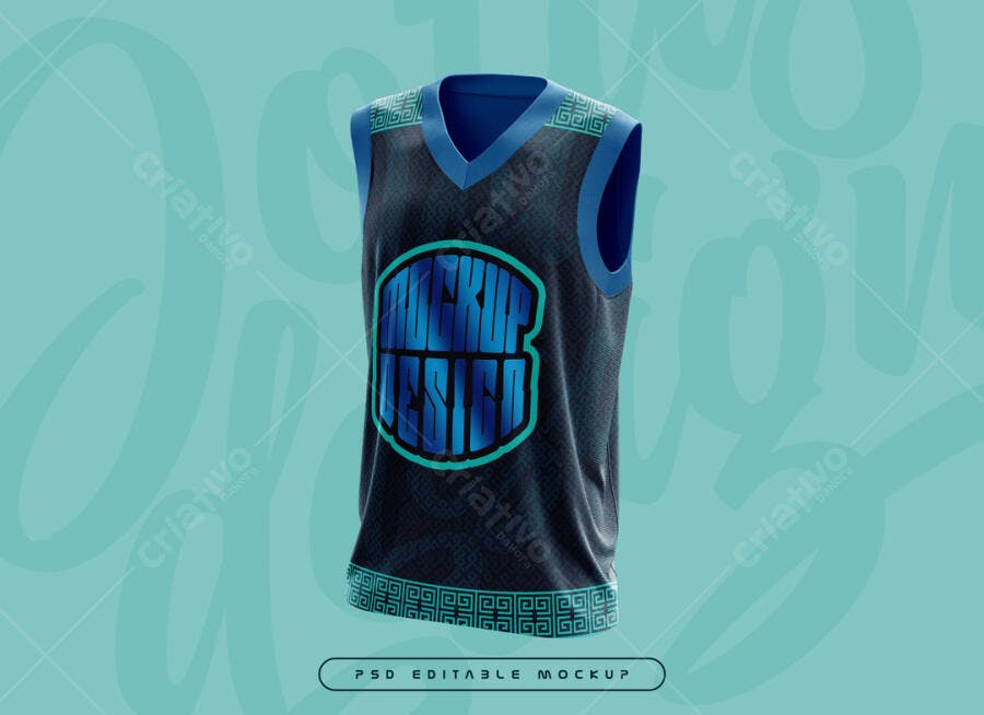 Mockup Camiseta Basquete Azul e Preto: Design Moderno