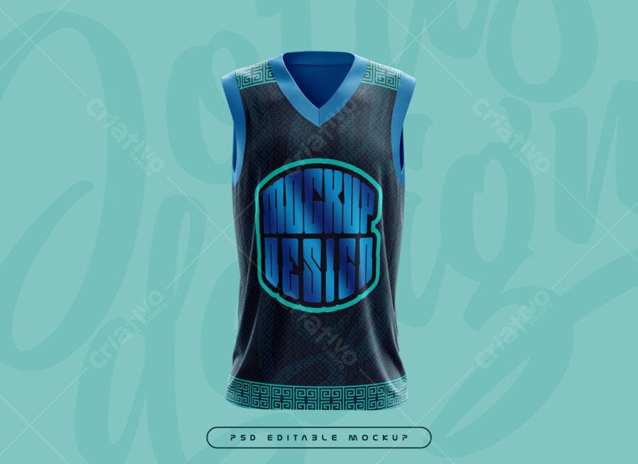 Mockup Camiseta Basquete Azul e Preto - Design Moderno
