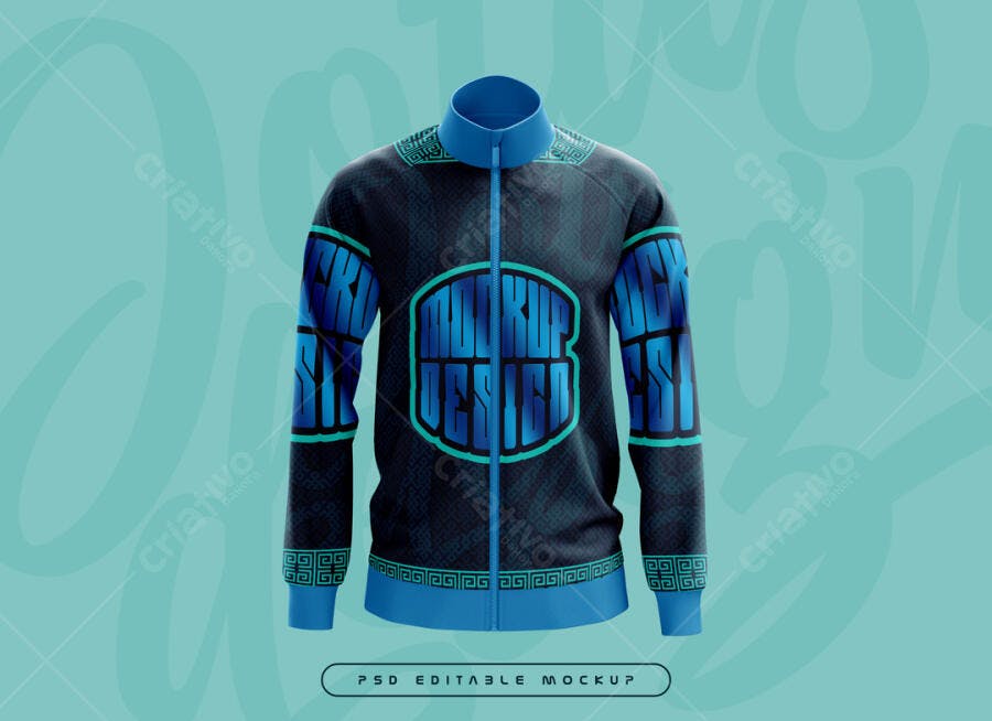 Mockup Jaqueta Esportiva Azul e Preto - Design Moderno