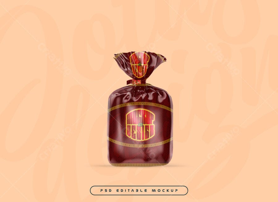 Mockup de Embalagem Festiva Vermelha com Detalhes Dourados