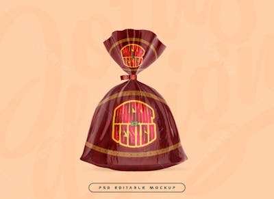 bread packaging in polythene Psd Editable Mockup