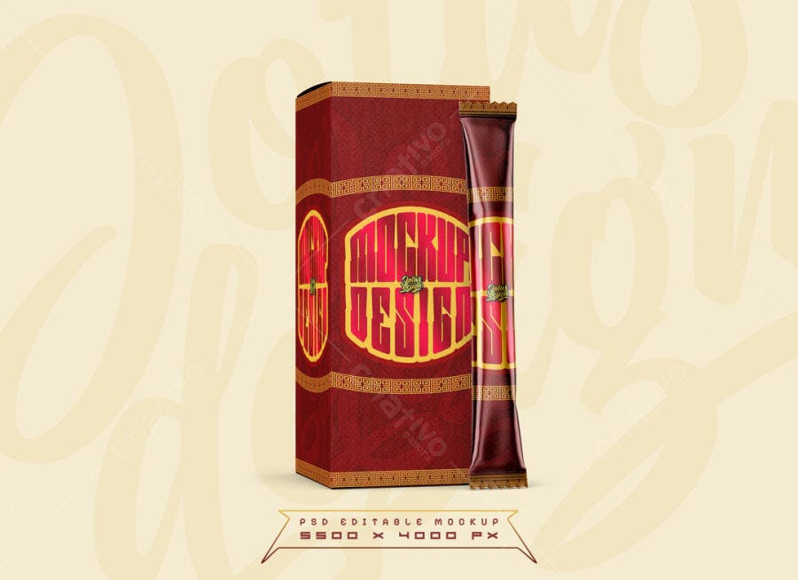 Mockup Embalagem Chá: Estilo Chinês Clássico