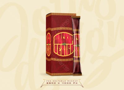 Chocolate tube with box Psd Editable Mockup