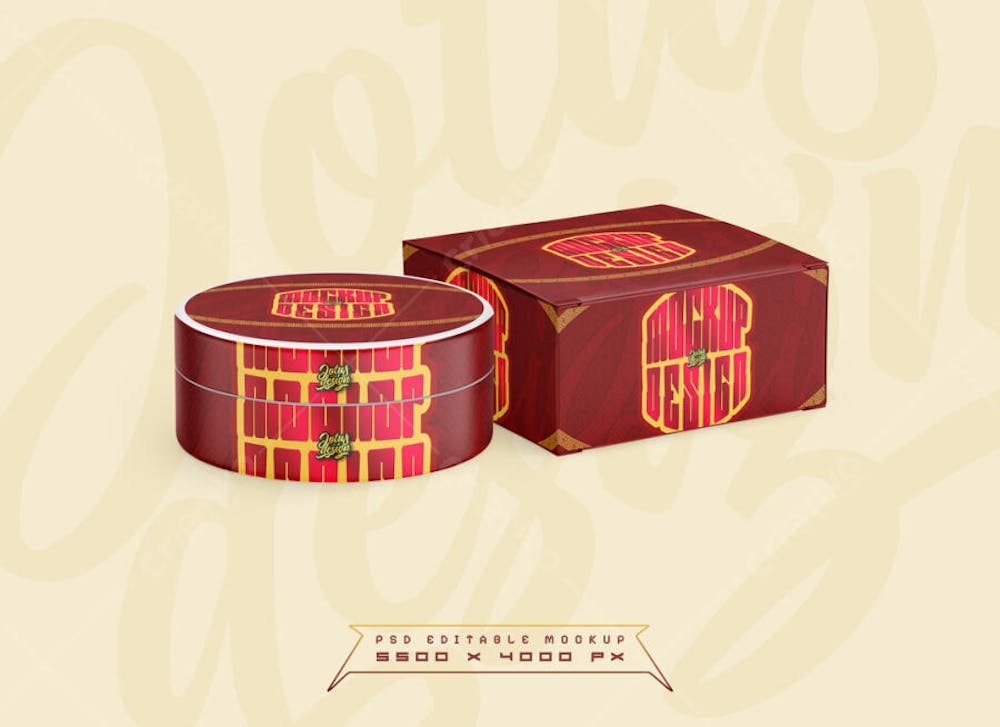 Cream jar with box Psd Editable Mockup