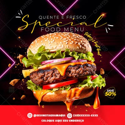FLYER QUENTE E FRESCO HAMBURGUER