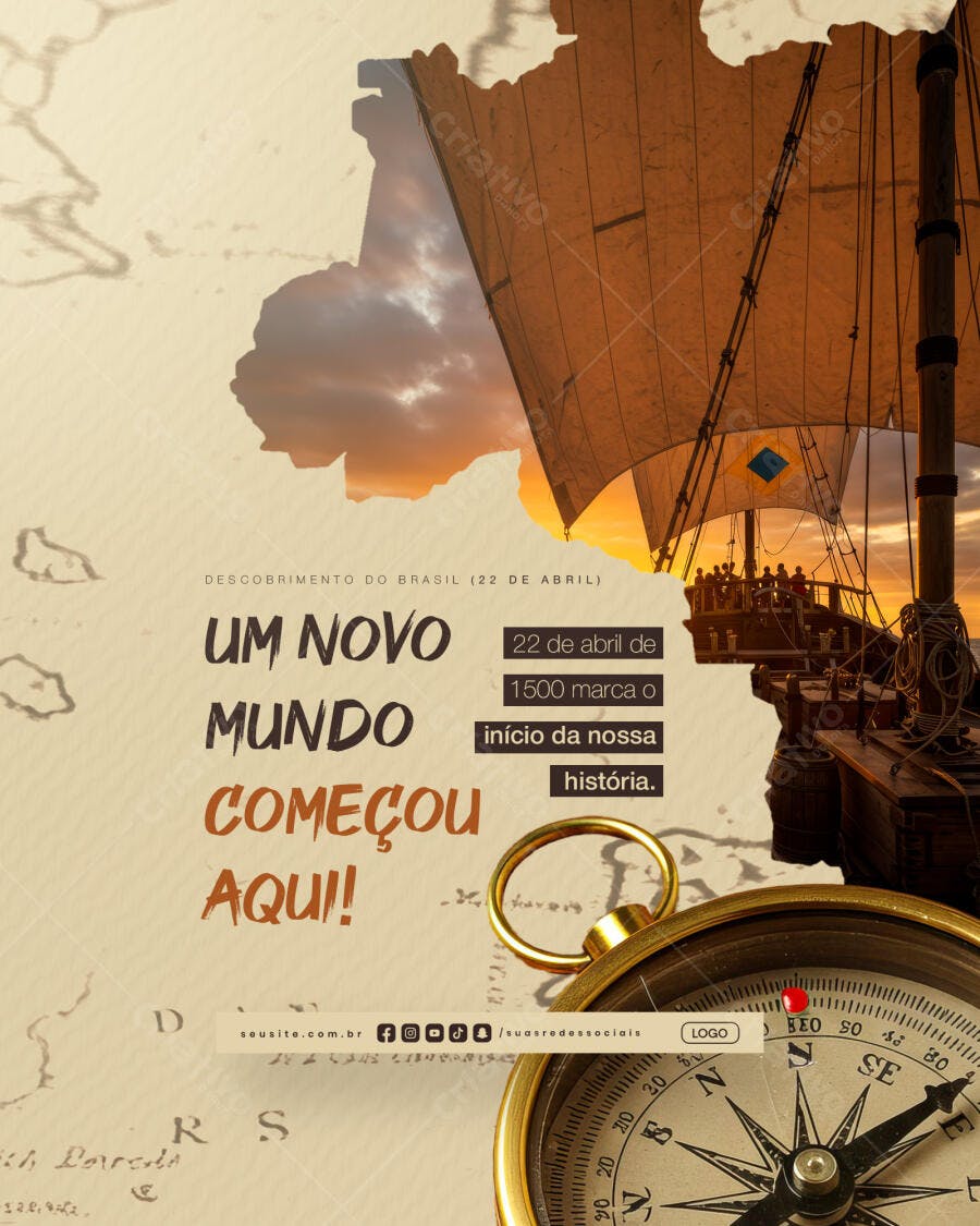 Postagem Dia do Descobrimento do Brasil PSD Editável