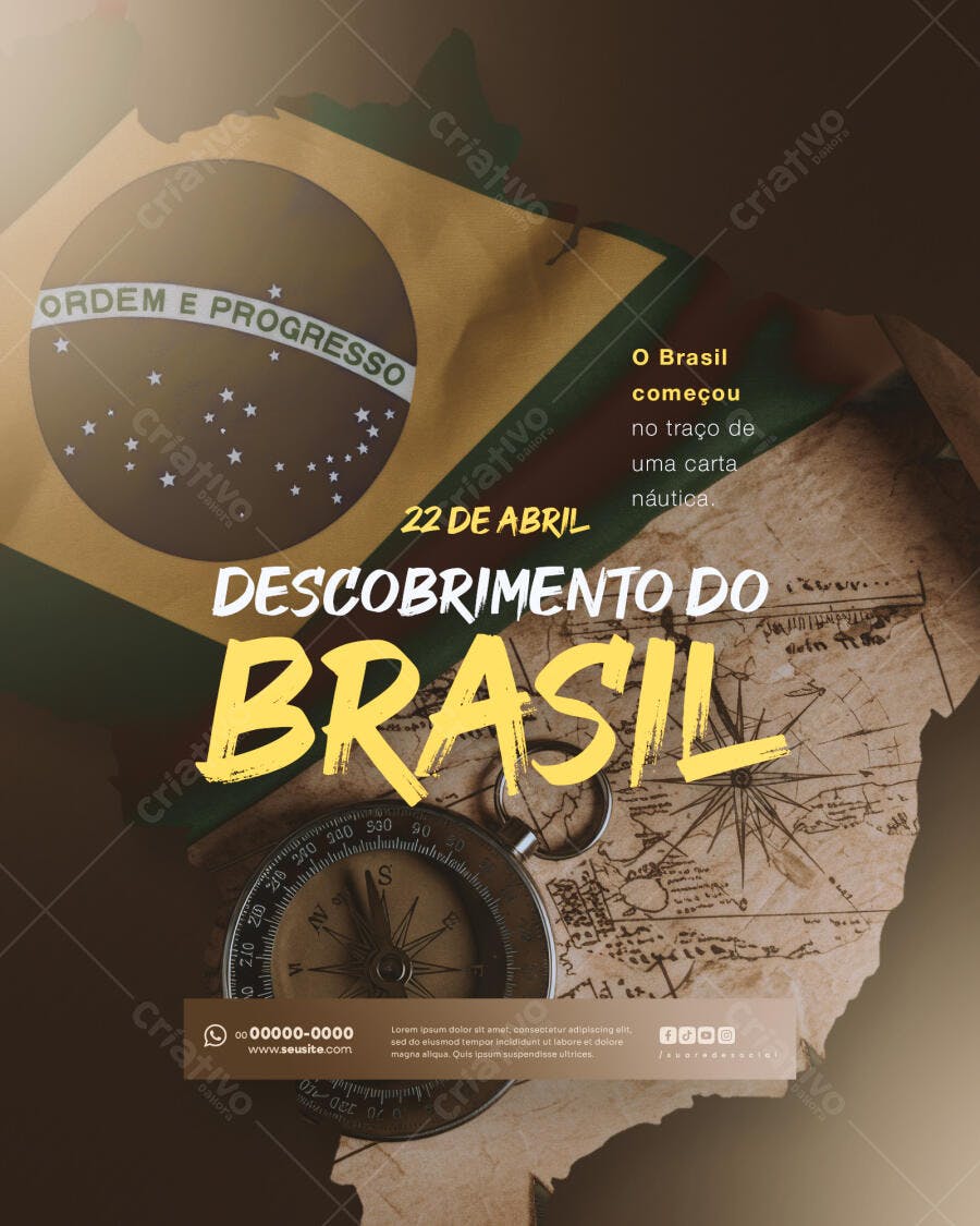 Flyer Descobrimento do Brasil 22 de Abril PSD Editável