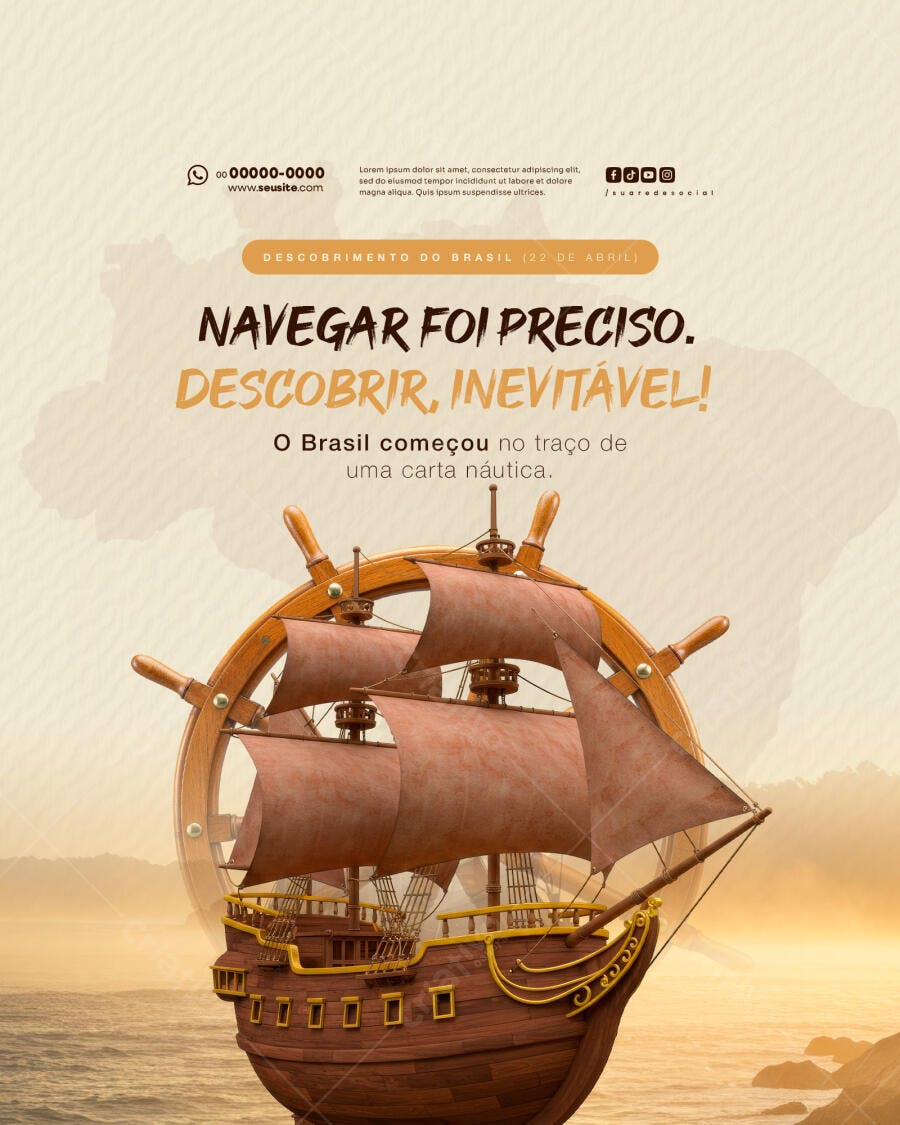 Flyer Dia do Descobrimento do Brasil PSD Editável