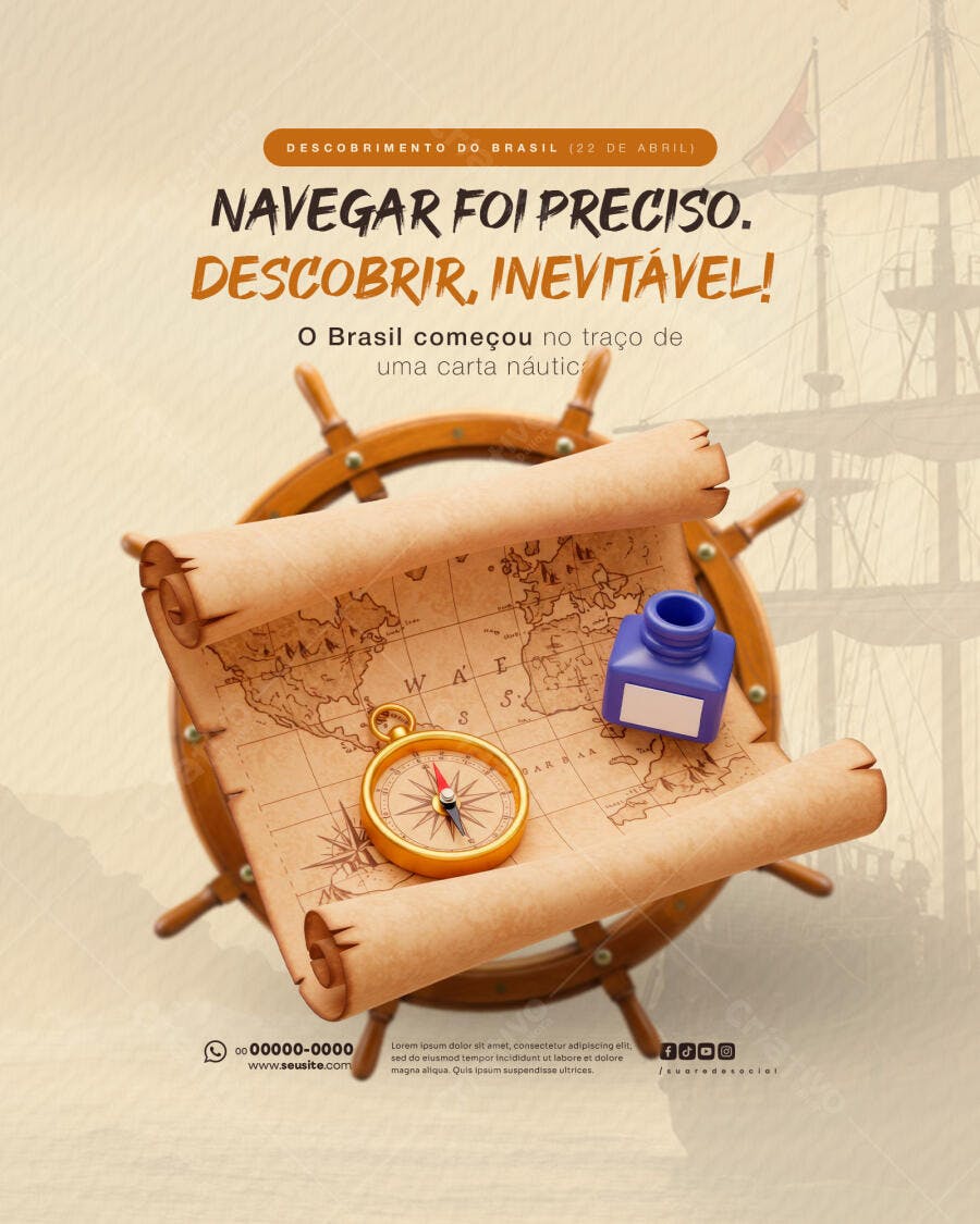 Flyer Descobrimento do Brasil PSD Editável