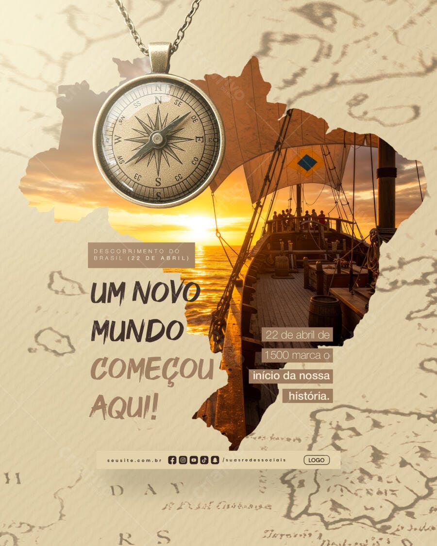 Flyer Descobrimento do Brasil PSD Editável