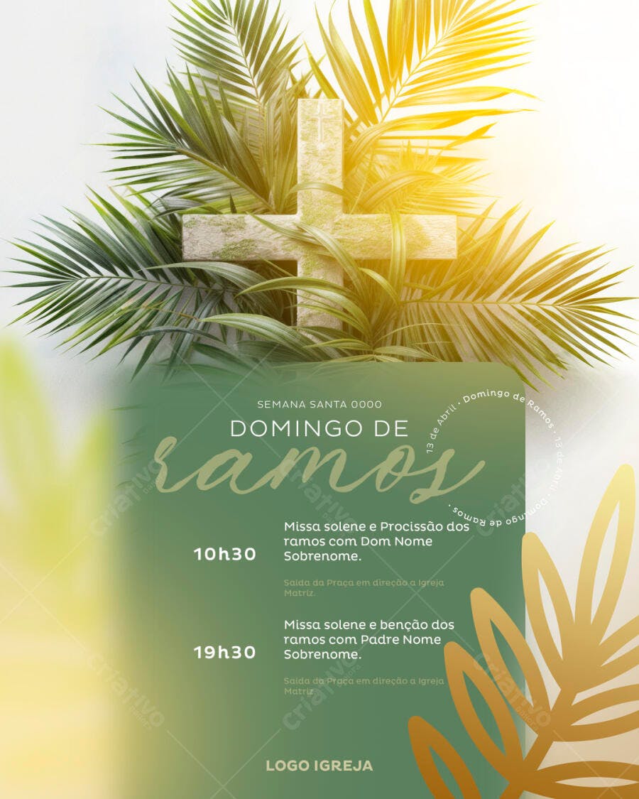 Flyer Domingo de Ramos PSD Editável