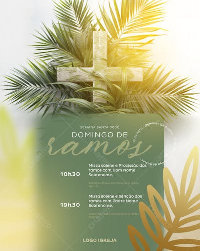 PSD EDITÁVEL - DOMINGO DE RAMOS - PROGRAMAÇÃO MISSA E PROCISSÃO DOMINGO DE RAMOS 01-25
