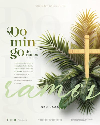 PSD EDITÁVEL - DOMINGO DE RAMOS - COM RAMOS EM MÃOS E CORAÇÕES CHEIOS DE FÉ 01-25