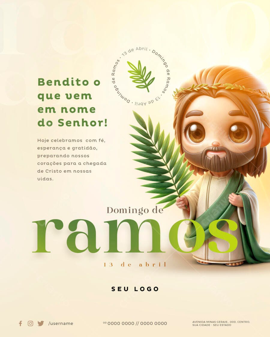 Flyer Domingo de Ramos PSD Editável