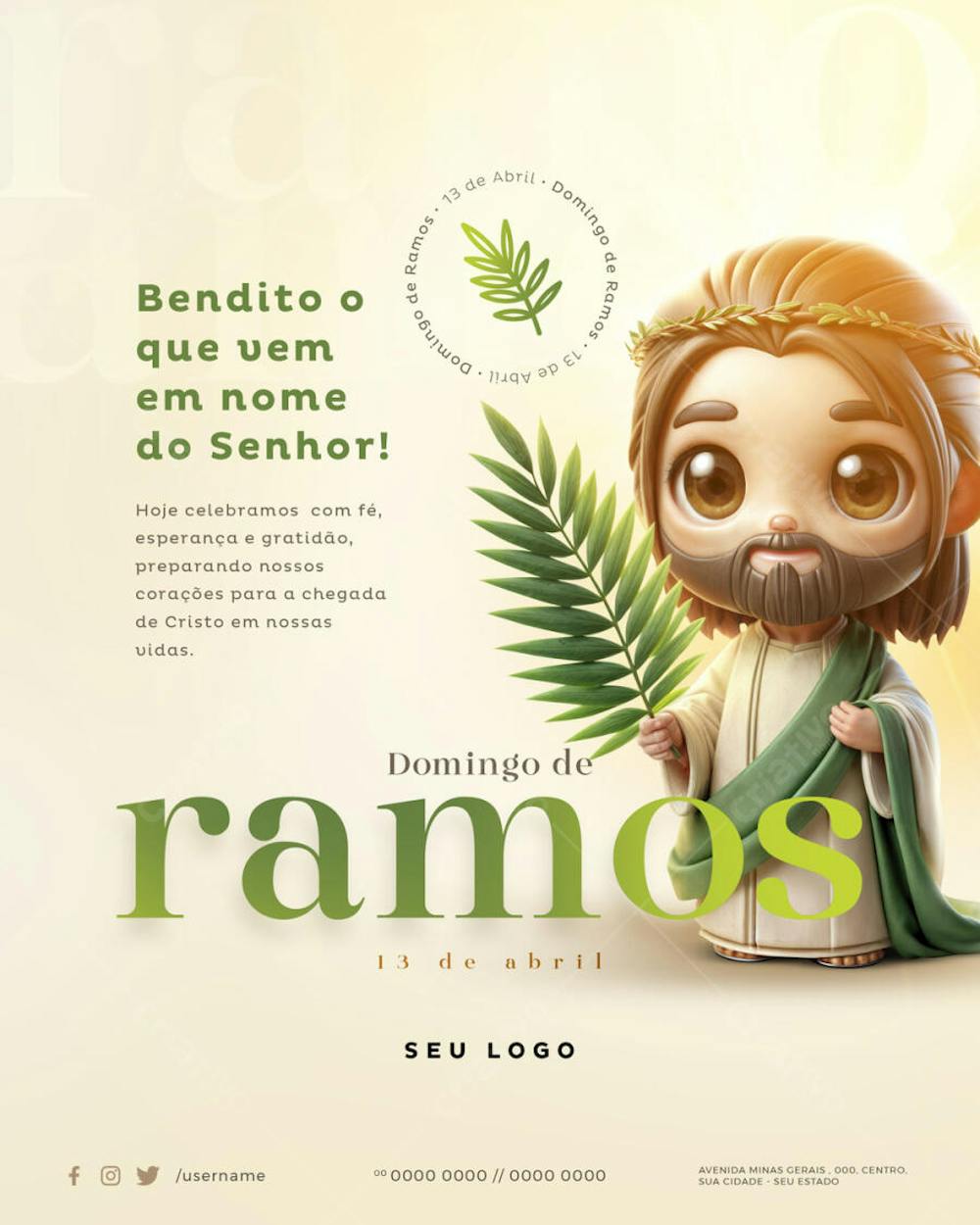 PSD EDITÁVEL - DOMINGO DE RAMOS - BENDITO O QUE VEM EM NOME DO SENHOR 01-25