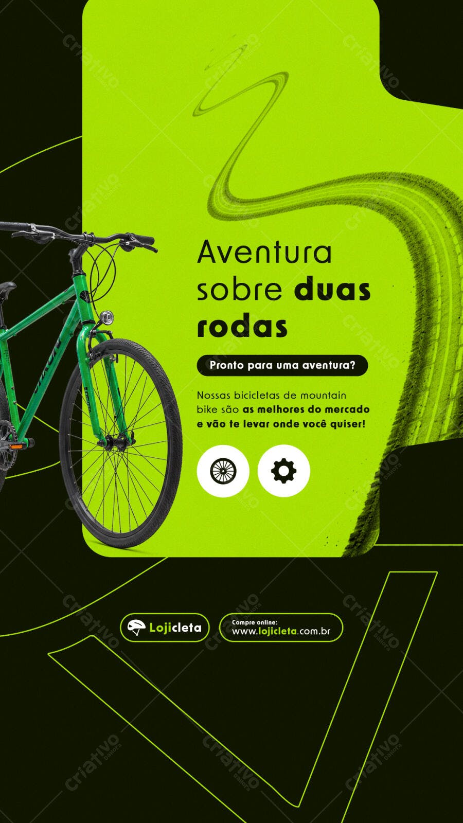 Post para Redes Sociais Bicicleta Verde PSD Editável