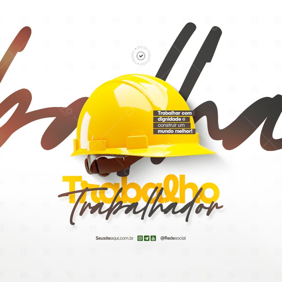 Flyer Dia do Trabalho com Capacete Amarelo PSD Editável