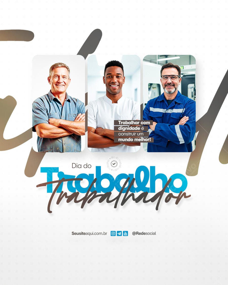 Flyer Dia do Trabalho com Profissionais PSD Editável